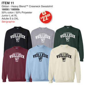 Item 11 Polyvalente Veilleux Gildan Crewneck Sweatshirt 18000 18000B 2025
