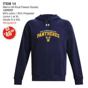 Item 14 Polyvalente Veilleux Men UA Rival Fleece Hoodie 1379757 2025