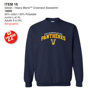 Item 16 Polyvalente Veilleux Gildan Crewneck Sweatshirt 18000 18000B 2025