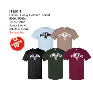Item 01 Polyvalente Veilleux Gildan T-Shirt 5000 5000B 2025